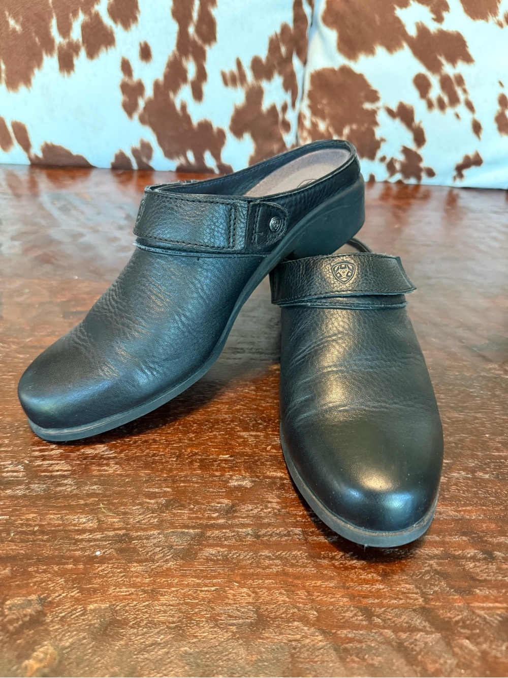 Ariat Black Leather Slip-On Mules